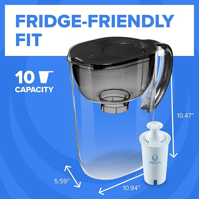 Brita Large 10 Cup Water Filter Pitcher, 1 BritaPlus Filter