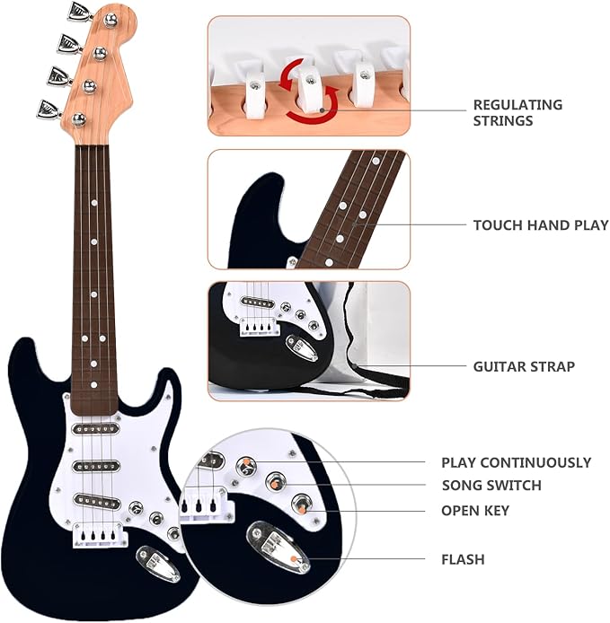 16inch Mini Guitar Toy for Kids and Beginners, Electric Guitar with Strap for Toddlers and Boys and Girls Instrument Toys