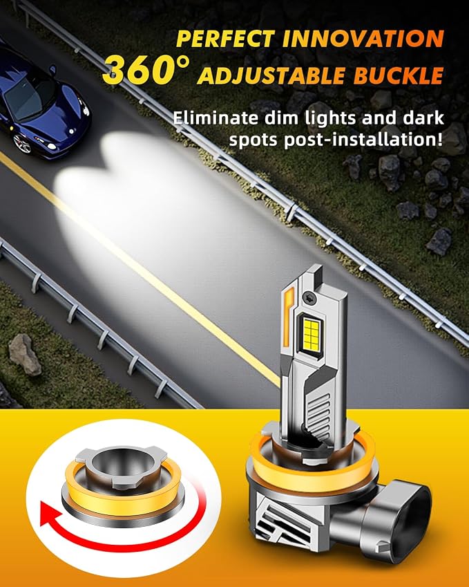 Termitor 2026 Upgraded H11/H9/H8 Light Bulbs, 65,000LM 15X Super Bright, 6500K Cool White, 85000+ Hours Lifespan with Cooling Fan, H11 Fog Lights for Fog, Rain, 360° Adjustable Quick Instal, Pack of 2
