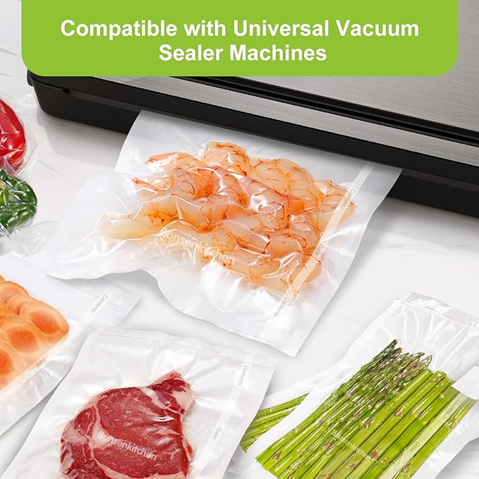 Bonsenkitchen Vacuum Sealer Bags, 11" x 20' Rolls 2 Pack for Food Storage Saver, Bpa Free, Heavy Duty, Commercial Grade Textured Food Roll, Customized Size Bag for Sous Vide Cooking, VB3207