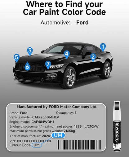 UM Agate Black Metallic Touch Up Paint for Ford – Exact Match 2 in 1 Paint Pen for Chips and Nicks Repair