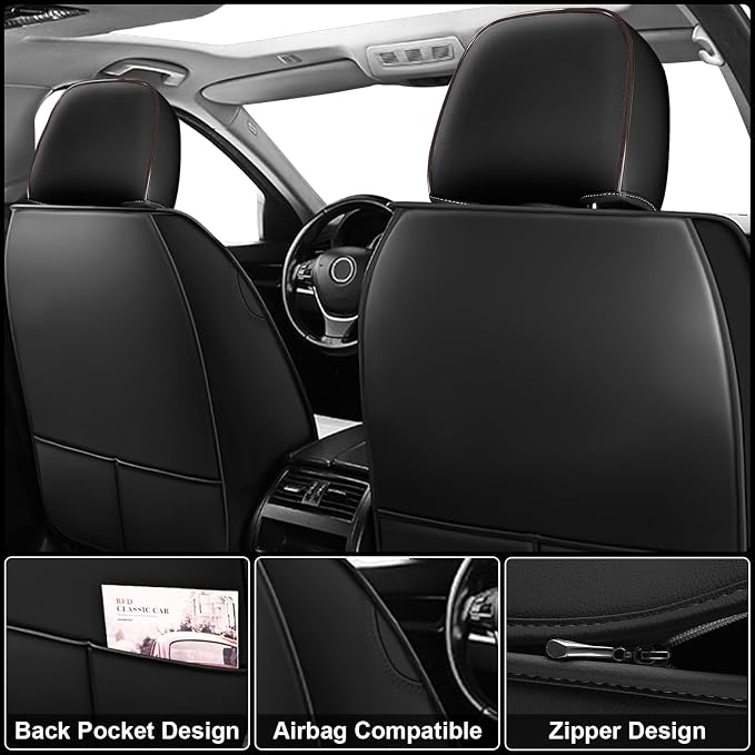 Seat Covers Fit for Nissan Rogue 2015-2026, Breathable and Comfortable Leather Car Seat Cover, Deluxe Waterproof Cushion Cover Auto Interior Accessories,Standard (Black Brown)