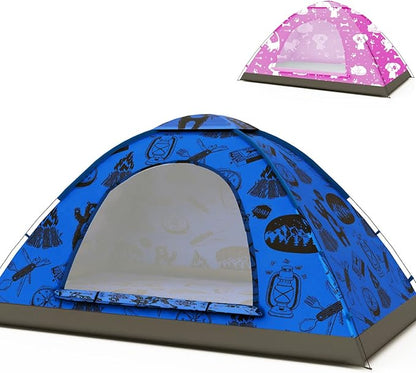 KidzAdventure 2 in 1 Indoor/Outdoor Tent for Kids, Small 1 or 2 Toddler/Kids Tent, Backpacking, Lightweight and Easy Pop up, Ideal for Backyard, Outside Camping, or Play Fort