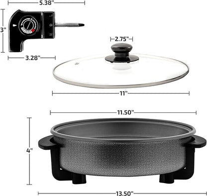 OVENTE 11.5-Inch Electric Skillet & Frying Pan, 1400W Nonstick Cooking Pan
