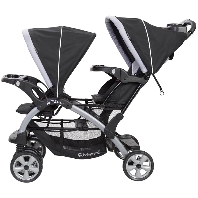 Baby Trend Infant and Toddler Double Stroller & 2 Car Seat Combo, 3 Pc Set, Stormy - Portable and Lightweight Stroller Duo and Car Seat Travel System Tandem