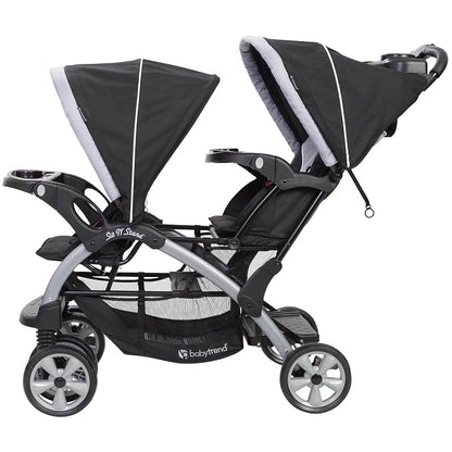 Baby Trend Infant and Toddler Double Stroller & 2 Car Seat Combo, 3 Pc Set, Stormy - Portable and Lightweight Stroller Duo and Car Seat Travel System Tandem