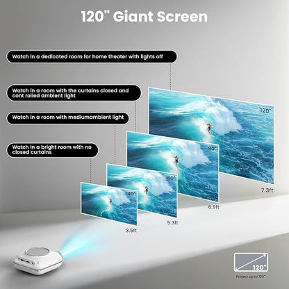 HOMPOW Mini Projector with Two -Way Bluetooth, Portable Projector