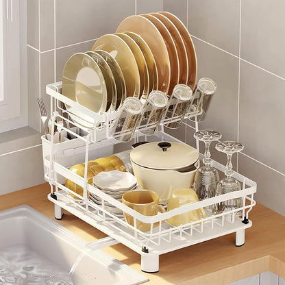 Small 2 Tier Dish Drying Rack, Space Saving Dish Racks