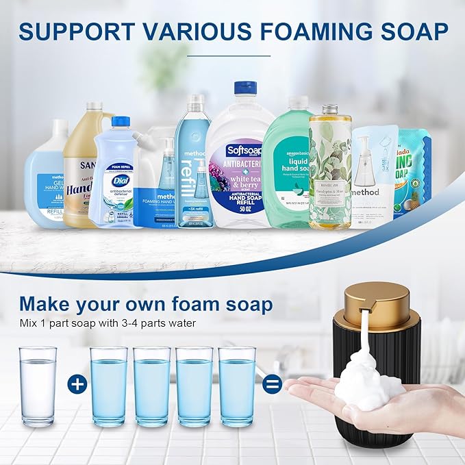 Ceramic Foaming Soap Dispenser, 12 oz Bathroom Foam Hand Soap Dispenser