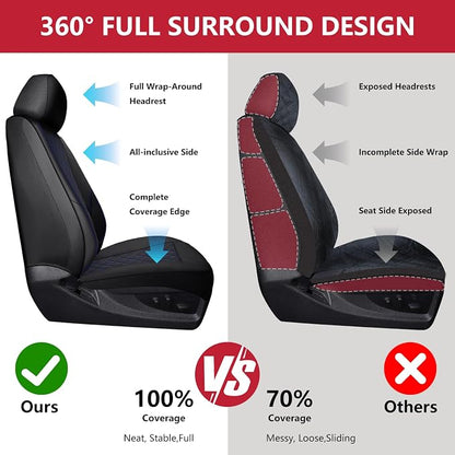 BABYBLU Chevy Silverado Seat Covers Full Set,Truck Seat Covers for Silverado GMC Sierra,Custom Fit 2007-2026 1500/2500HD/3500HD(Black & Blue, Full Set)