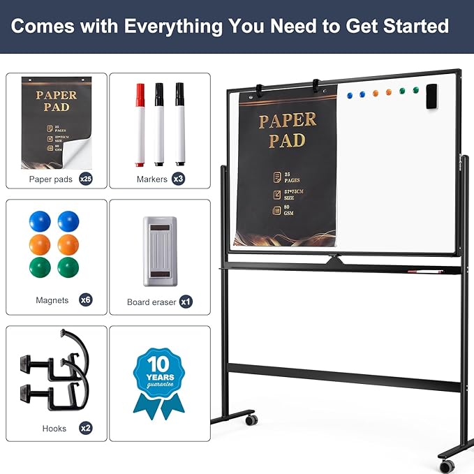 Dry Erase Whiteboard Easel on Wheels