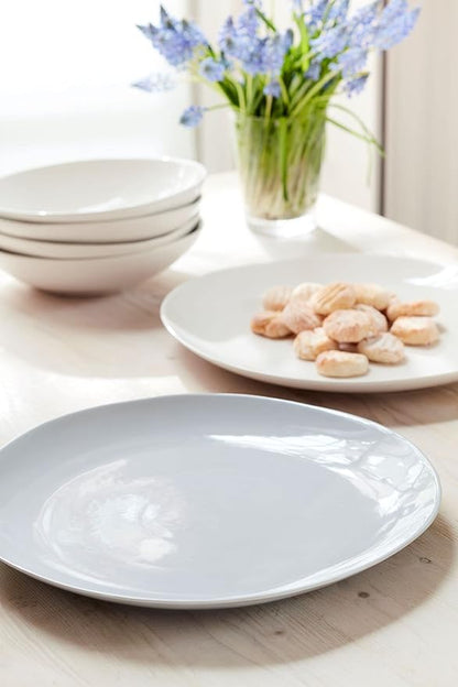 Portmeirion Sophie Conran Arbor Dinner Plate| Set of 4 Dinner, Pasta, and Appetizer Plates | 11 Inch Organic Shape Stoneware | Microwave and Dishwasher Safe – (Creamy White)