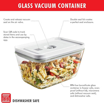 ZWILLING Fresh & Save Vacuum Sealer Machine Starter Set with Airtight Food Storage Container Glass, Sous Vide Bags, Meal Prep