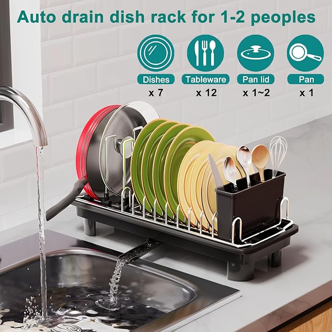 junyuan Compact Dish Drying Rack, Small Dish Rack