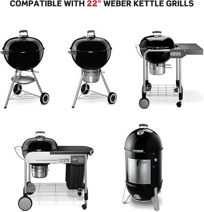 Charkettle Cast Iron Gourmet BBQ System 11.8 Inch Sear Grate Replacement for 8834, Thick Searing/Cooking Grid, Compatible with 22-1/2 inch Weber Charcoal Grills