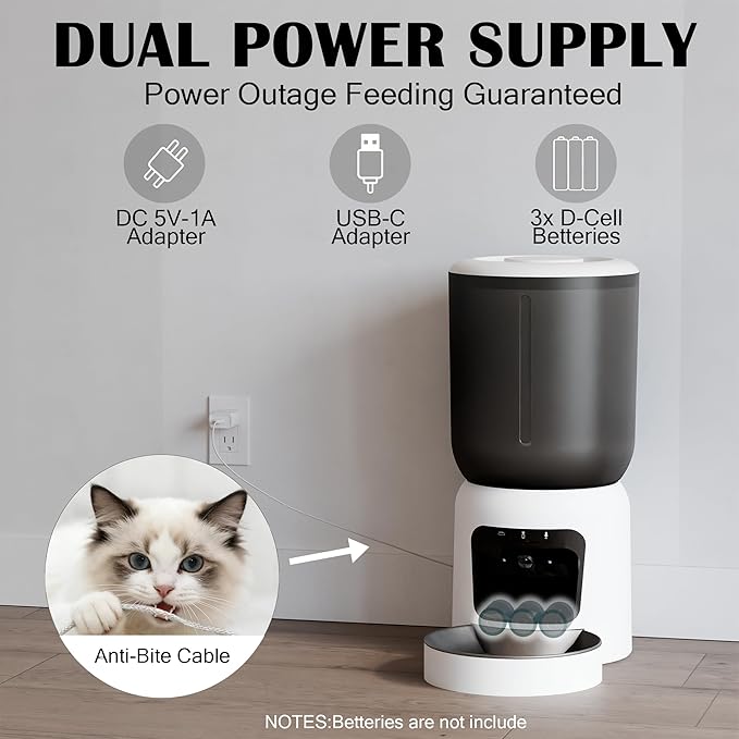 Automatic Cat Feeder with 2K Camera, 5G WiFi Smart Pet Food Dispenser