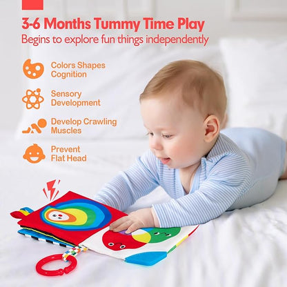 hahaland Baby Books 0-6 Months - 2PCS Infant Toys 0-6m Tummy Time Babies Toy Newborn Toys High Contrast Visual Development Sensory Book Baby Girl Boy Shower Christmas Birthday Gift Stocking Stuffers