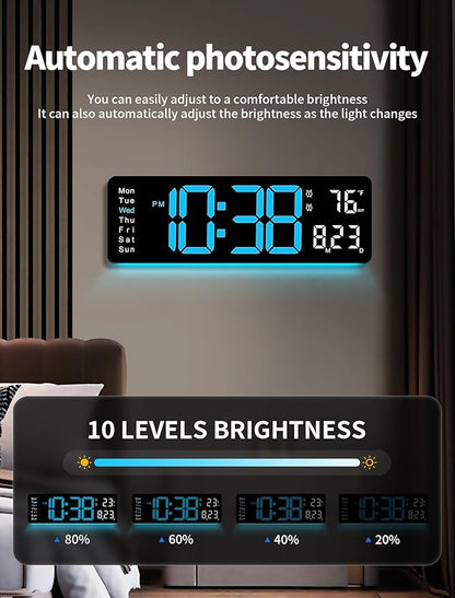 MASHI Digital Wall Clock, Auto-Dimming Wall Clock