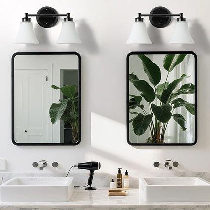 LOUSACE 2 Light Bathroom Vanity Light Matte Black Bathroom Lighting Fixtures