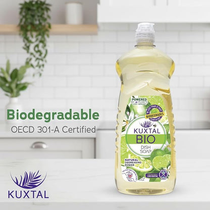 KUXTAL Dish Soap 3 Pack – Gentle on Hands, Powerful Grease Cutting, Biodegradable Plant-Based Formula for Hand Washing, Natural Citrus Scent, 27.7 fl oz Each
