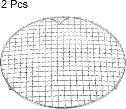 HARFINGTON 2pcs Round Cooking Rack 10.6-inch 201 Stainless Steel Cross Wire Barbecue Grill Net with 20mm Legs for Cooking Baking Steaming BBQ