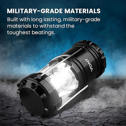 3 Pack LED Camping Lantern, LED Lanterns, Suitable Survival Kits for Hurricane, Emergency Light for Storm, Outages, Outdoor Portable Lanterns, Black, Collapsible, (Batteries Included)