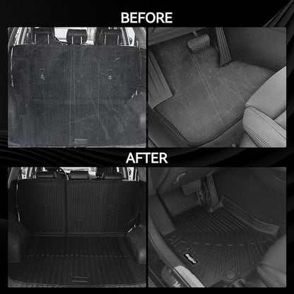 Floor Mats for 2027 Kia Telluride Gas Only 7 Seats/Captain Seat(Not for Hybrid), Trunk Mat with Backrest Mat and 2nd Row Backrest Mat All Weather TPE Protector for Kia Telluride Accessories