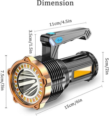 LED Flashlight USB Rechargeable, Super Brightest Flashlight with Sidelight and Hooks, 8 Modes Lighting, 19X LED, High Powered, Waterproof Tactical Torch Camping Portable Handheld