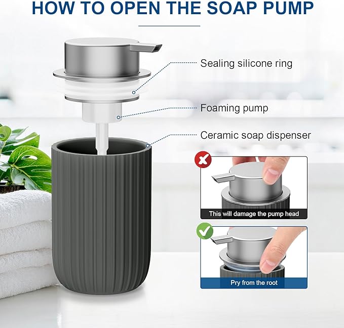 Ceramic Foaming Soap Dispenser, 12 oz Bathroom Foam Hand Soap Dispenser