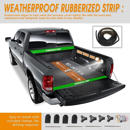 Vinyl Top Soft Tri-Fold Truck Bed Tonneau Cover Compatible with 2019-2024 Ford Ranger, fits 5ft Fleetside Bed Models