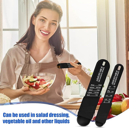 6 Pcs Adjustable Measuring Spoon Plastic Tablespoon and Teaspoon Set Baking