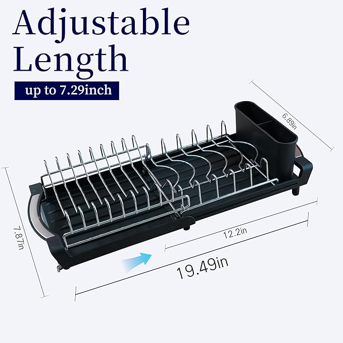 Dish Drying Rack Compact Expandable Double-Decker: Stainless, Rust-Proof