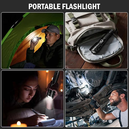 Led Flashlights High Lumens Rechargeable 2 Pack, 99000 Lumen Super Bright Fashlight with 5000ɱAh ?attery, Waterproof Powerful Flash Light Multifunctional Flashlights for Home Camping Hiking
