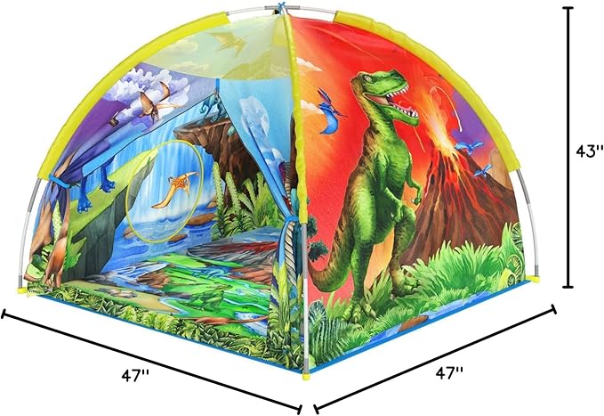 W&O Dino Super Dome with Roar Button, Dinosaur Toys and LED Lights - Epic Dinosaur Tent for Kids Aged 3-12 Perfect for Indoor & Outdoor Adventures