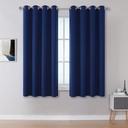 DUALIFE Navy Blue Blackout Curtains 54 Inch Length
