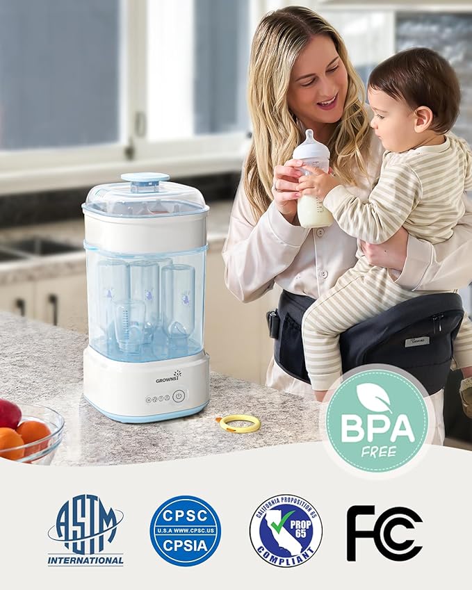 Bottle Sterilizer and Dryer, Compact Electric Steam Baby Bottle Sterilizer