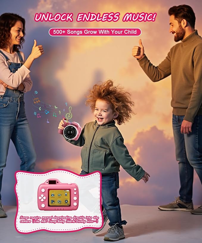 Kids Camera Toys for 5-12 Year Old Girls Boys,1080P Kids Digital Camera with Projector, Digital Video Camera with Music Download for Girls and Boys,Best Chritmas Birthday Festival Gift for Kid (Pink)