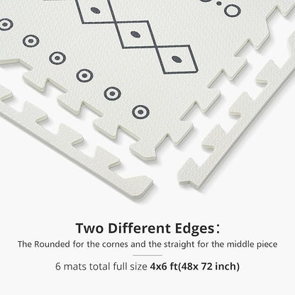 Baby Foam Play Mat for Floor, PIGLOG 72x48 Baby Crawling Mat, Puzzle Mats for Kids for Baby with Interlocking Tiles, Toddler Play Mat for Indoor and Outdoor, Easy to Clean Playroom Mat, Lines + Shapes