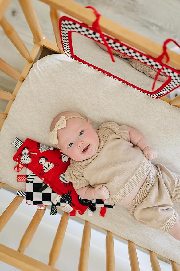 Genius Baby Toys Reversible Crib Mirror With High Contrast Colors - Easy to Attach, Lightweight and Portable - Great for Tummy Time