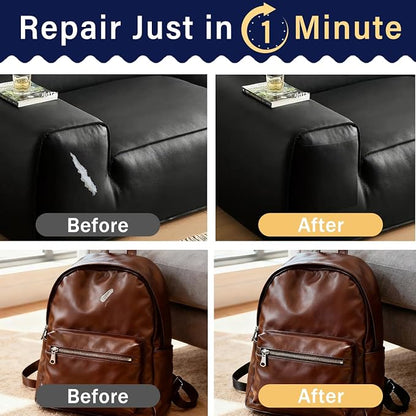 Zenyao Leather Repair Patch Tape - Self Adhesive Leather Repair Kit for Car Seat Furniture, Heavy Duty Vinyl Repair Patch for Couch Sofa, Waterproof Fix for Tears, 12x30 Inch Roll, Dark Brown