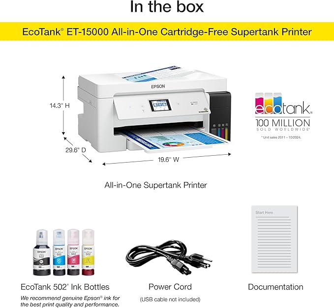 Epson EcoTank ET-15000 Wireless Color All-in-One Supertank Printer