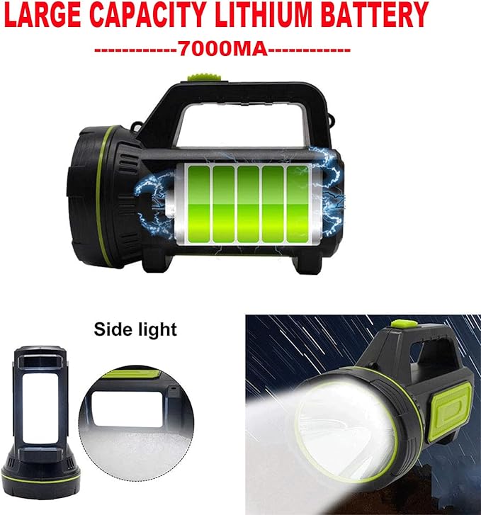 LED Searchlights Handheld Lantern, 13000LM 2 Modes USB Rechargeable LED Flashlights, High Power Outdoors Camping Hunting Lamp, Portable Spotlight Work Light for Indoor Outdoor Emergency