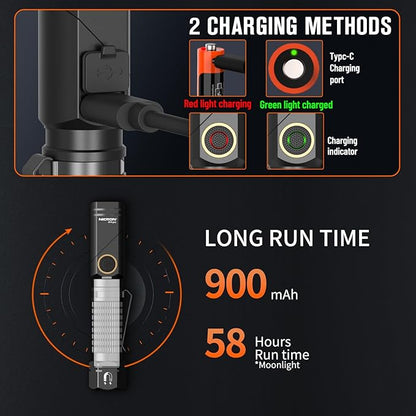 NICRON Rechargeable Flashlights Right Angle 90 Degree B74pro,1000 High Lumens Magnetic for Handfree,IP65 Waterproof Compatiable with AA Battery for Hiking Outdoor Camping Work Emergency.