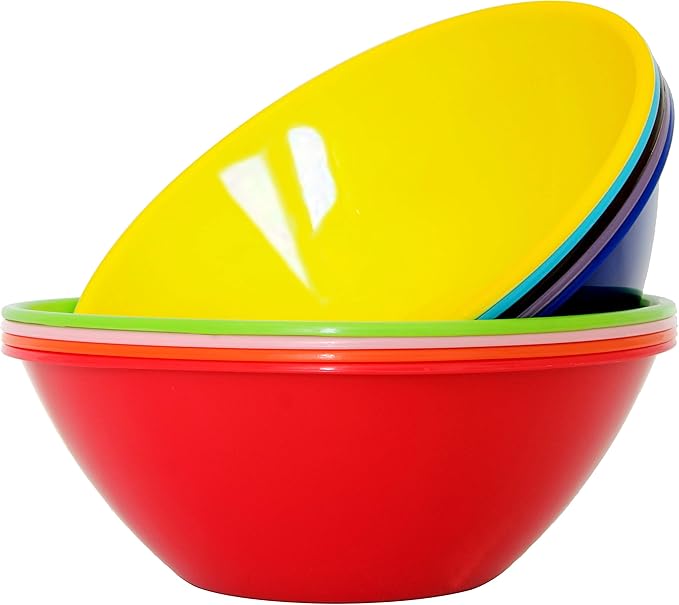 Youngever 9 Pack 3000ML Re-usable Plastic Mixing and Serving Bowls, Popcorn