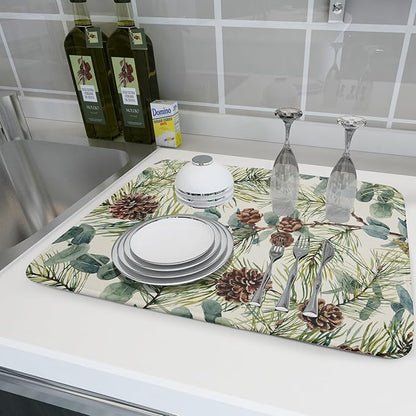 Winter Christmas Dish Drying Mat