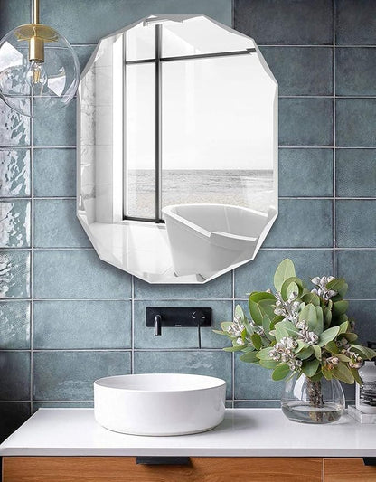 Bathroom Mirrors for Over Sink, Round Frameless Mirrors for Wall, 24x36 Inch