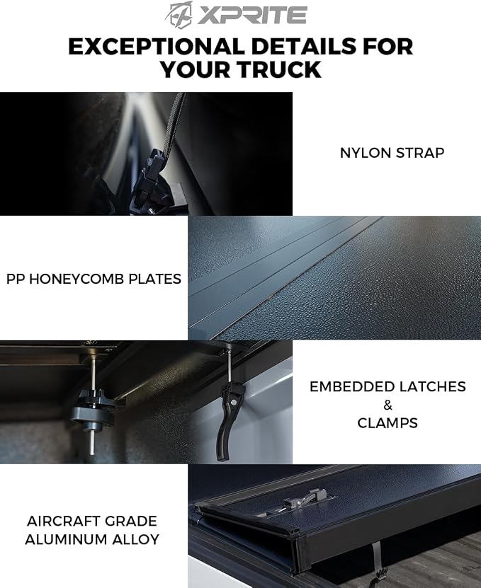 Xprite FRP Hard Tri Fold Truck Bed Tonneau Cover Compatible with Chevrolet Silverado/GMC Sierra 1500 LT 2014-2026 Chevy Silverado Bed Cover 6.6FT (79.4")