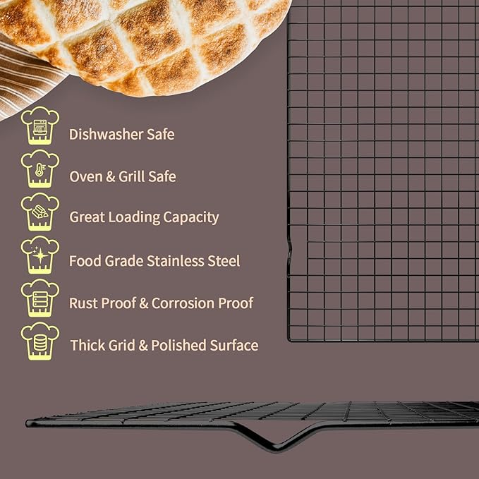 Briout Cooling Rack for Baking, Thick Wire Cookie Rack for Cooking, Oven Safe
