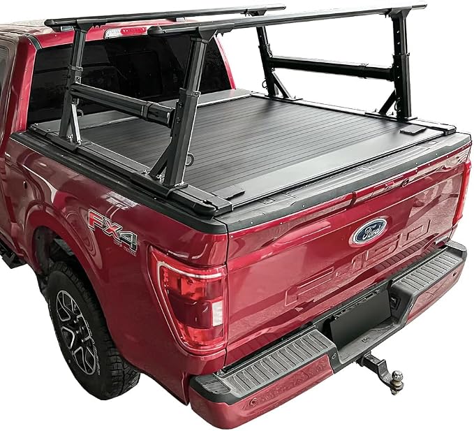 Syneticusa MR Retractable Truck Bed Cover with R1 Rack for Ford F-150 2004–2026 | 6’7” (78.9”) Bed | Aluminum Hard Retractable Tonneau Cover | One-Person Installable | Waterproof, Low-Profile