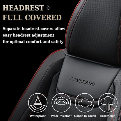 Coverado Car Seat Covers, Front Covers for Cars, Car Seat Cover Front Seats, Car Seat Protector Waterproof, Leather Cushion, Universal Interior Covers Seat Protectors for Most Cars